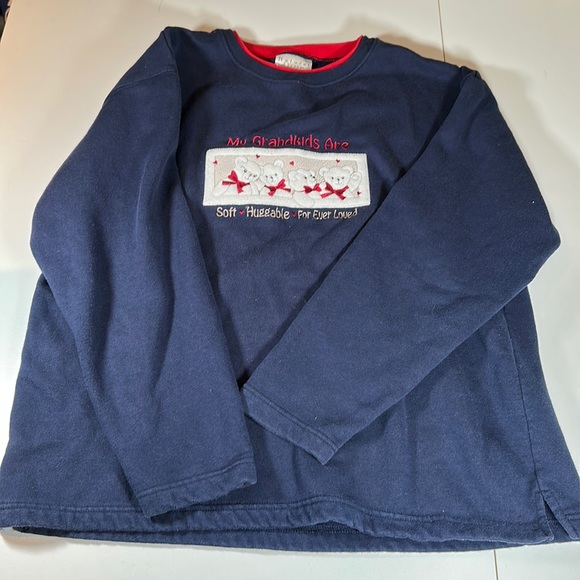 unisex Natural escape CrewNeck Sweatshirt Teddy Bears Navy Blue sz L - Picture 1 of 5